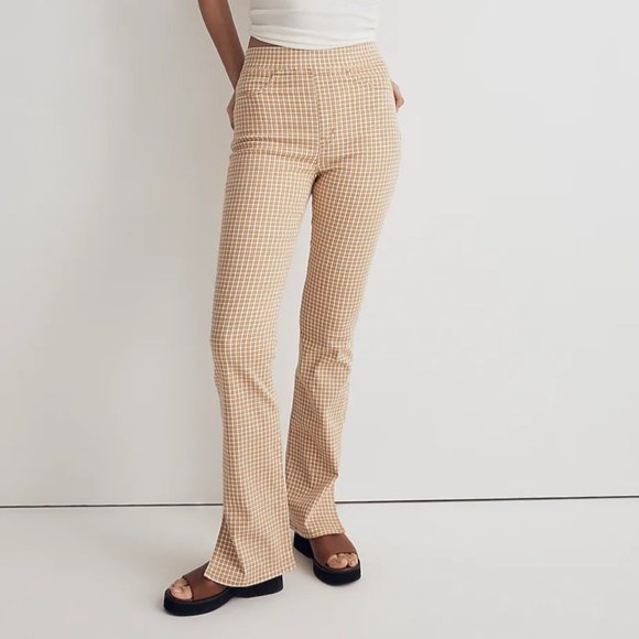 BRAND NEW | Madewell | Pull-On Skinny Flare Jeans in Mini Check - Picture 1 of 10